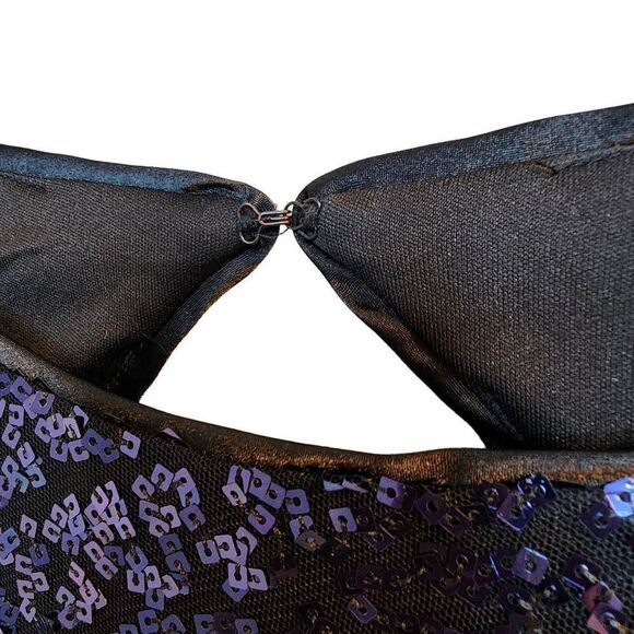 Cache Women's Party Dress Cocktail Sequins Mini Cutout Back Purple Black Size 10 - Picture 5 of 11
